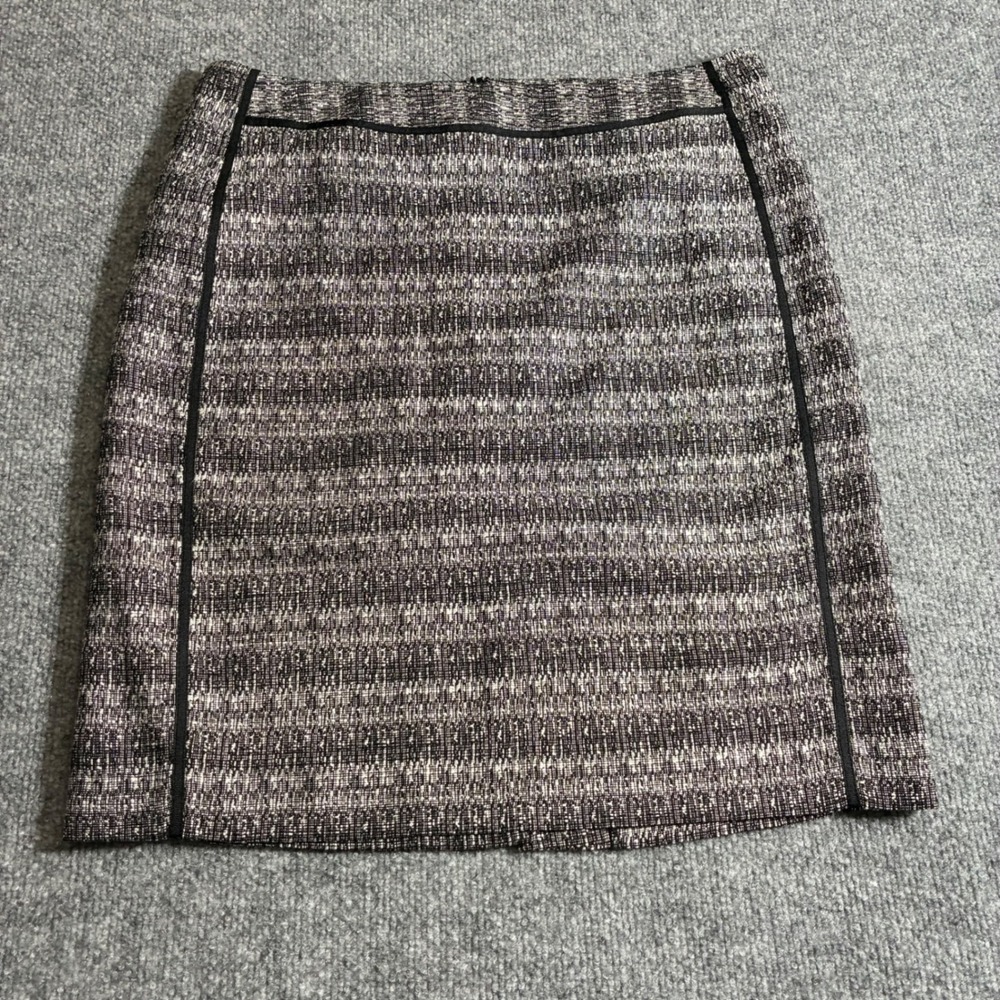 Liz Claiborne Tweed Pencil Skirt Womens 10P Black White Petite Lined